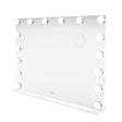 LED Bluetooth Spiegel in rechteckiger Form, 80 x 60 cm, mit 12 runden, dimmbaren Lichtern und glatter, reflektierender Oberfläche in elegantem Weiß