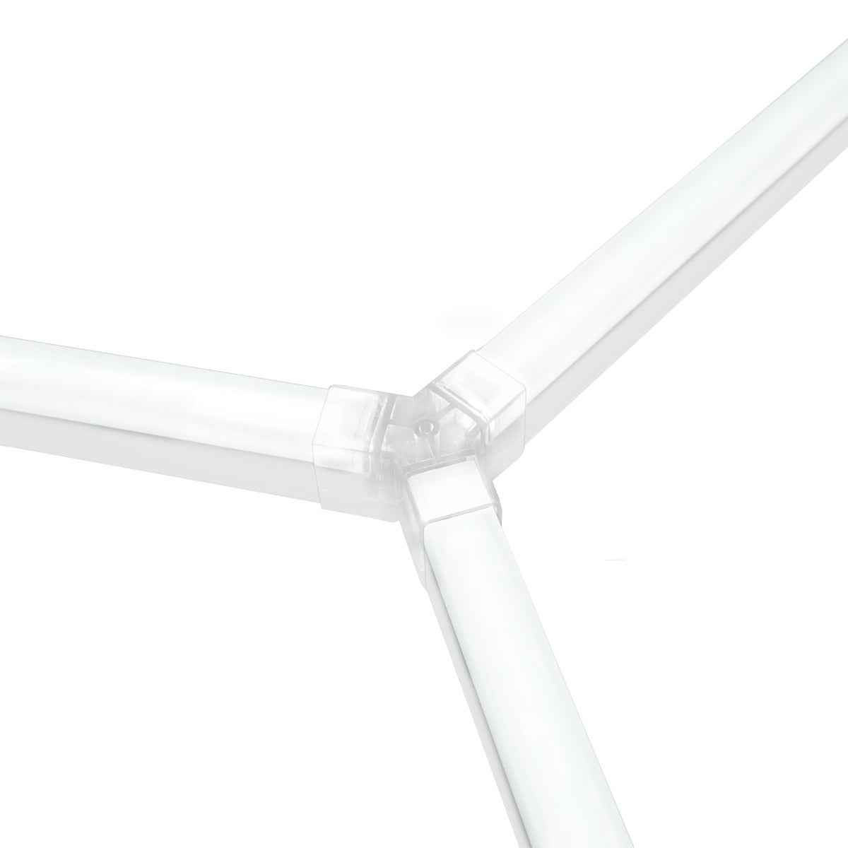 Transparente Hexagon LED Lampe mit klaren, geraden Linien und einem modernen, minimalistischen Design, ideal für stilvolle Beleuchtung