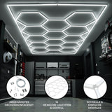 Moderne Hexagon LED Lampe mit 14 leuchtenden Elementen, in strahlendem Weiß, ideal für eine stilvolle und helle Raumgestaltung