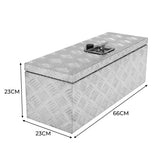 Aluminium-Werkzeugkasten in silber mit rutschfester Oberfläche, 35L, 66 cm lang, 23 cm hoch und 23 cm breit, ideal für Werkzeuge und Zubehör