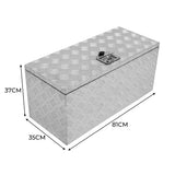 Großer Aluminium-Werkzeugkasten mit rutschfester Oberflächenstruktur, silberner Farbe, Maße 81 cm x 35 cm x 37 cm, ideal für die Aufbewahrung von Werkzeugen