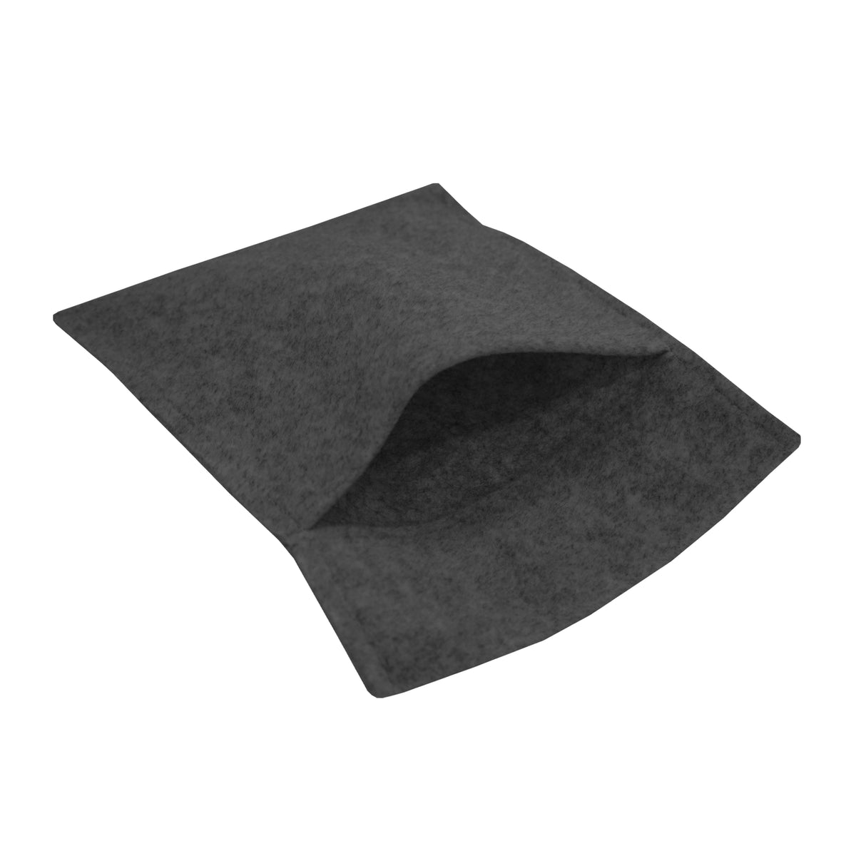 Aufbewahrungstasche in Anthrazitgrau aus weichem Filz, rechteckig geformt mit einer offenen Tasche, ideal für Ordnung und Stil in jedem Raum