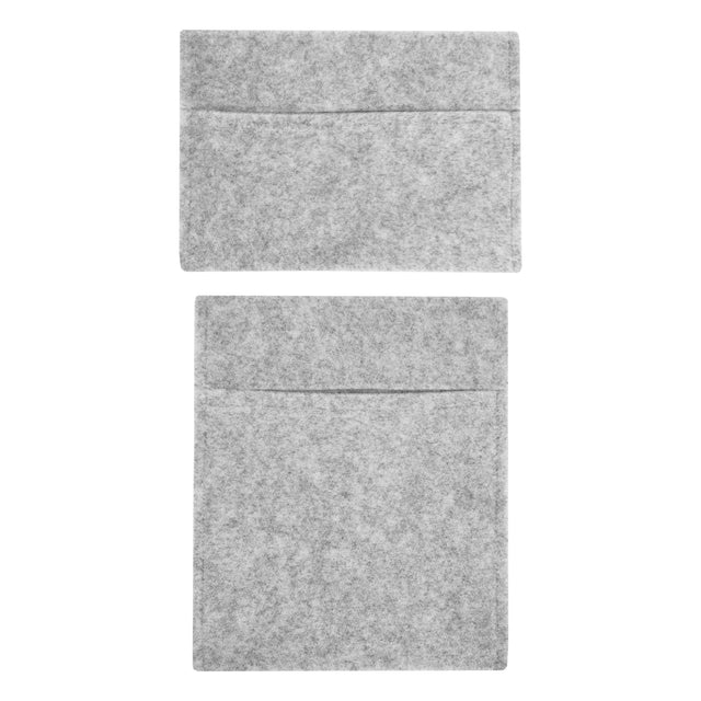 Silbergraue Aufbewahrungstaschen aus weichem Filz mit zwei praktischen Fächern, ideal für die Organisation von Kleinigkeiten und Accessoires