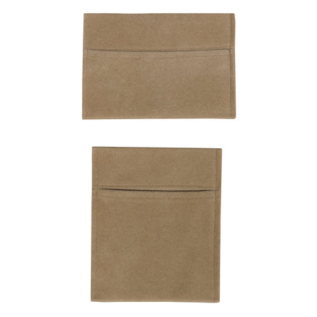 Beige Aufbewahrungstaschen aus weichem Material, rechteckige Form mit zwei praktischen Taschen auf der Vorderseite, ideal für Ordnung und Stil