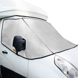 Reflektierende Frontscheibenabdeckung für Wohnmobile, silberne Oberfläche, schützt vor Sonne und Frost, passt perfekt auf die Windschutzscheibe