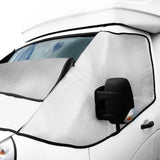 Reflektierende Wohnmobil Frontscheibenabdeckung in silber und schwarz, schützt vor Sonne und Kälte, passgenau für verschiedene Fahrzeugmodelle