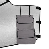 Reflektierende Wohnmobil Frontscheibenabdeckung in silber mit zwei grauen Taschen, ideal zum Schutz vor Sonne und Kälte, strapazierfähiges Material