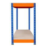 Zusätzlicher Regalboden für S-Rax Werkbank in orange und blau, 120cm x 60cm, mit stabiler Holzplatte und robustem Metallrahmen