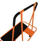 Robuster Gipskartonwagen in leuchtendem Orange mit rutschfester, schwarzer Plattform und bremsbaren Rädern für sicheren Transport von Trockenbauwänden