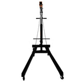 Robuster T-Mech Werkstattkran in Schwarz mit stabilen, breiten Füßen und einem verstellbaren Haken für das Heben von bis zu 2 Tonnen