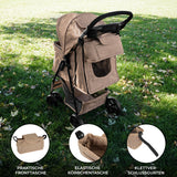 Haustierwagen in gewebtem Beige mit praktischer Fronttasche, elastischer Körbchen-Tasche und Klettverschluss, auf grünem Rasen platziert