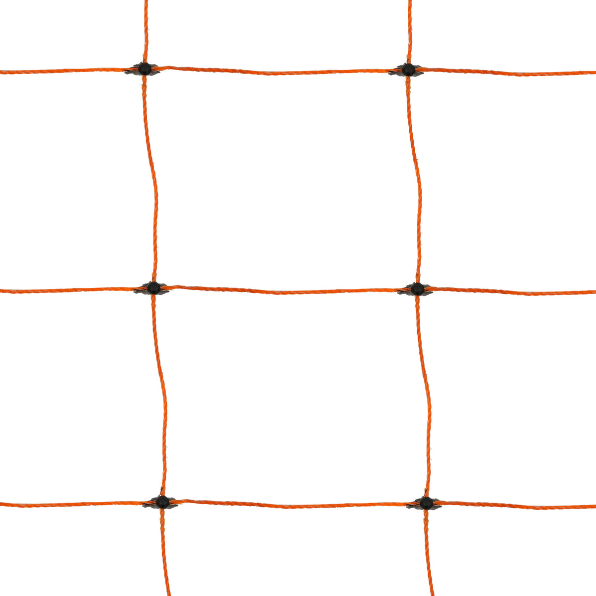 Oranges elektrisches Geflügelnetz mit schwarzen Knoten, aus robustem Material, ideal zum Schutz von Hühnern und anderen Tieren in Außenbereichen