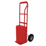 Tragbare Deluxe-Pferdedusche in leuchtendem Rot, mit stabiler Metallstruktur, runder Basis und einem praktischen Rad für einfache Mobilität