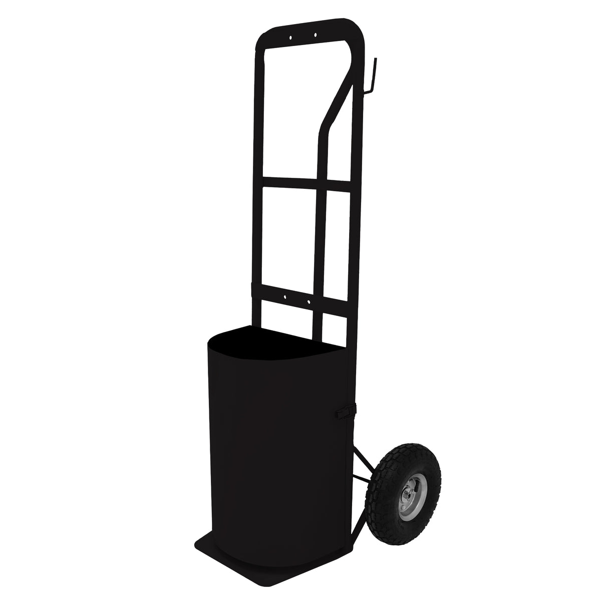 Tragbare Deluxe-Pferdedusche in Schwarz mit robustem Metallrahmen, runder Wassertank, stabilen Rädern und praktischem Griff für einfachen Transport