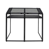 Schwarze DJ Disco Booth Kabine mit stabiler Metallstruktur, offenem Design und Netzoberfläche für optimale Luftzirkulation und Sichtbarkeit