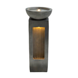 Elegante elektrische Wasseranlage "Serenity Falls" aus grauem Beton mit sanftem Licht und fließendem Wasser, ideal für entspannende Atmosphären