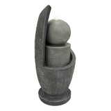 Elegante elektrische Wasseranlage "Zen Cascade" aus grauem Stein, mit einer runden Wasserfontäne und gestapelten Platten für entspannende Akzente
