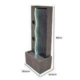 Elegante elektrische Wasseranlage "Harmony Falls" in Grau mit sanftem Wasserfluss, LED-Beleuchtung und modernem, minimalistischen Design