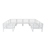 Modulares Gartenmöbelset aus Aluminium in Weiß, bestehend aus neun Teilen, mit klaren Linien und modernem Design, ideal für Außenbereiche