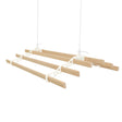 Elfenbeinfarbener Wäscheständer mit sechs Latten, aus Holz, mit stabilen Deckenrollen, ideal zum Trocknen von Wäsche in kleinen Räumen