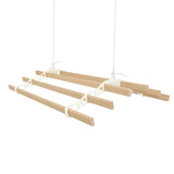 Elfenbeinfarbener Wäscheständer mit sechs Latten, aus Holz, mit stabilen Deckenrollen, ideal zum Trocknen von Wäsche in kleinen Räumen