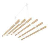 Weißer 6-Latten-Wäscheständer mit Deckenrollen, aus Holz und Kunststoff, elegant geschwungene Form, ideal zum Wäscheaufhängen in kleinen Räumen