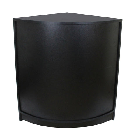 Eckiger Ladentresen in elegantem Schwarz, mit glatter Oberfläche und abgerundeten Kanten, ideal für Verkaufsräume und Empfangsbereiche