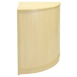 Eckiger Ladentresen aus hellem Ahornholz mit glatter Oberfläche, abgerundeten Kanten und modernem Design, ideal für Verkaufsräume