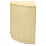 Eckiger Ladentresen aus hellem Ahornholz mit glatter Oberfläche, abgerundeten Kanten und modernem Design, ideal für Verkaufsräume und Empfangsbereiche