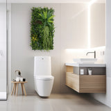 Künstliche Wandfliese in lebendigen Grüntönen mit verschiedenen Pflanzenarten, ideal für moderne Badezimmergestaltung und Akzentuierung