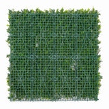 Künstliche Wandfliese in grün mit strukturiertem Kunststoffgitter und verschiedenen Pflanzen, ideal für dekorative Wände und Gartenakzente