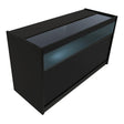Schwarze LED-Ladentheke mit glatter Oberfläche, beleuchtetem Glasbereich und modernem, minimalistischen Design für Einzelhandelsgeschäfte