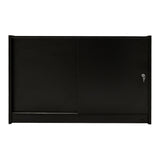 Schwarze LED-Ladentheke mit glatter Oberfläche, eleganten Linien und einem modernen, minimalistischen Design, ideal für Verkaufsräume