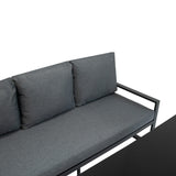 Anthrazitgraues Aluminium-Ecksofa-Set mit weichen Kissen, modernem Design und klaren Linien, ideal für stilvolle Wohnräume oder Terrassen