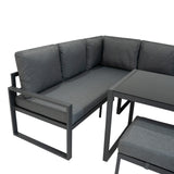5-teiliges Ecksofa-Set in Anthrazitgrau mit Aluminiumrahmen, weichen Polstern und modernem Design, ideal für Garten oder Terrasse