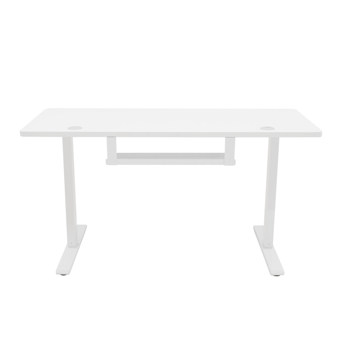 Weißer elektrischer Stehschreibtisch mit Schublade, 120 cm x 60 cm, modernes Design, glatte Oberfläche, stabile Metallbeine, ideal für Homeoffice