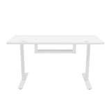 Weißer elektrischer Stehschreibtisch mit Schublade, 120 cm x 60 cm, modernes Design, glatte Oberfläche, stabile Metallbeine, ideal für Homeoffice