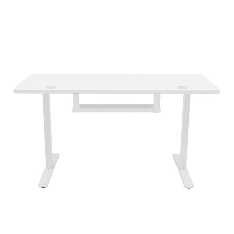 Weißer elektrischer Stehschreibtisch mit Schublade, 120 cm x 60 cm, modernes Design, glatte Oberfläche, stabile Metallbeine, ideal für Homeoffice