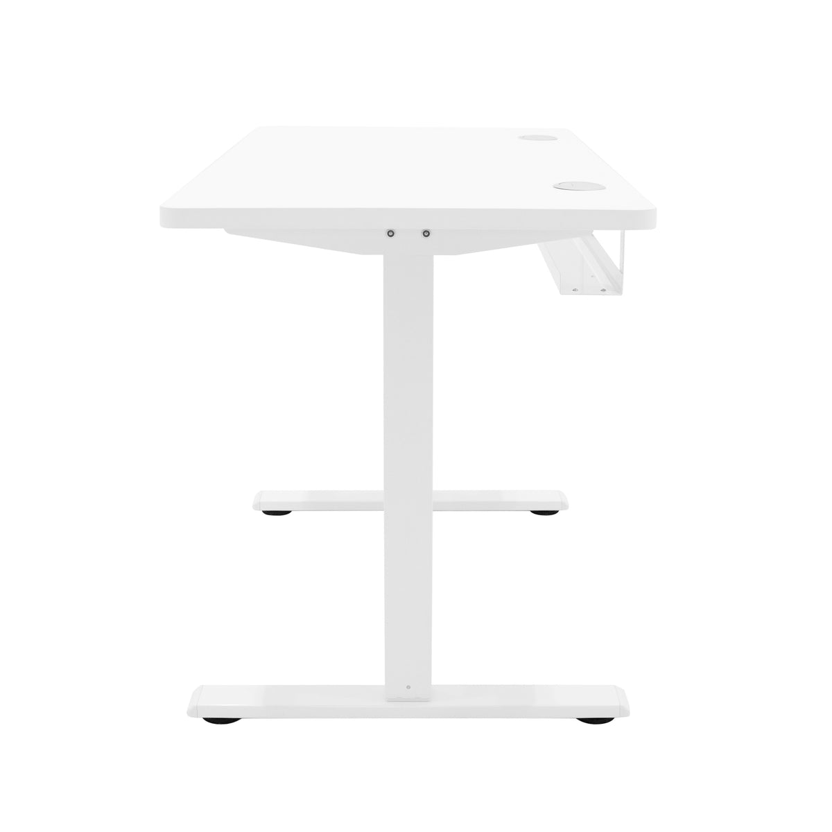 Elektrischer Stehschreibtisch in Weiß, 120 cm x 60 cm, mit schmaler Schublade, stabiler Metallbasis und glatter, pflegeleichter Oberfläche