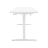 Elektrischer Stehschreibtisch in Weiß, 160 cm x 60 cm, mit schlichter, moderner Form und stabiler Metallbasis, ideal für ergonomisches Arbeiten