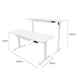 Elektrischer Stehschreibtisch in modernem Weiß, 160 cm x 60 cm, mit höhenverstellbarem Gestell und praktischer Schublade für zusätzlichen Stauraum