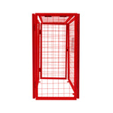 Zusammenklappbarer Gasflaschenschrank in leuchtendem Rot, mit stabilen Gitterwänden und kompakten Maßen von 90cm x 80cm x 43cm, ideal für sichere Lagerung