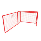 Zusammenklappbarer Gasflaschenschrank in leuchtendem Rot, aus robustem Metallgitter, ideal für die sichere Lagerung von Gasflaschen, kompakt und platzsparend