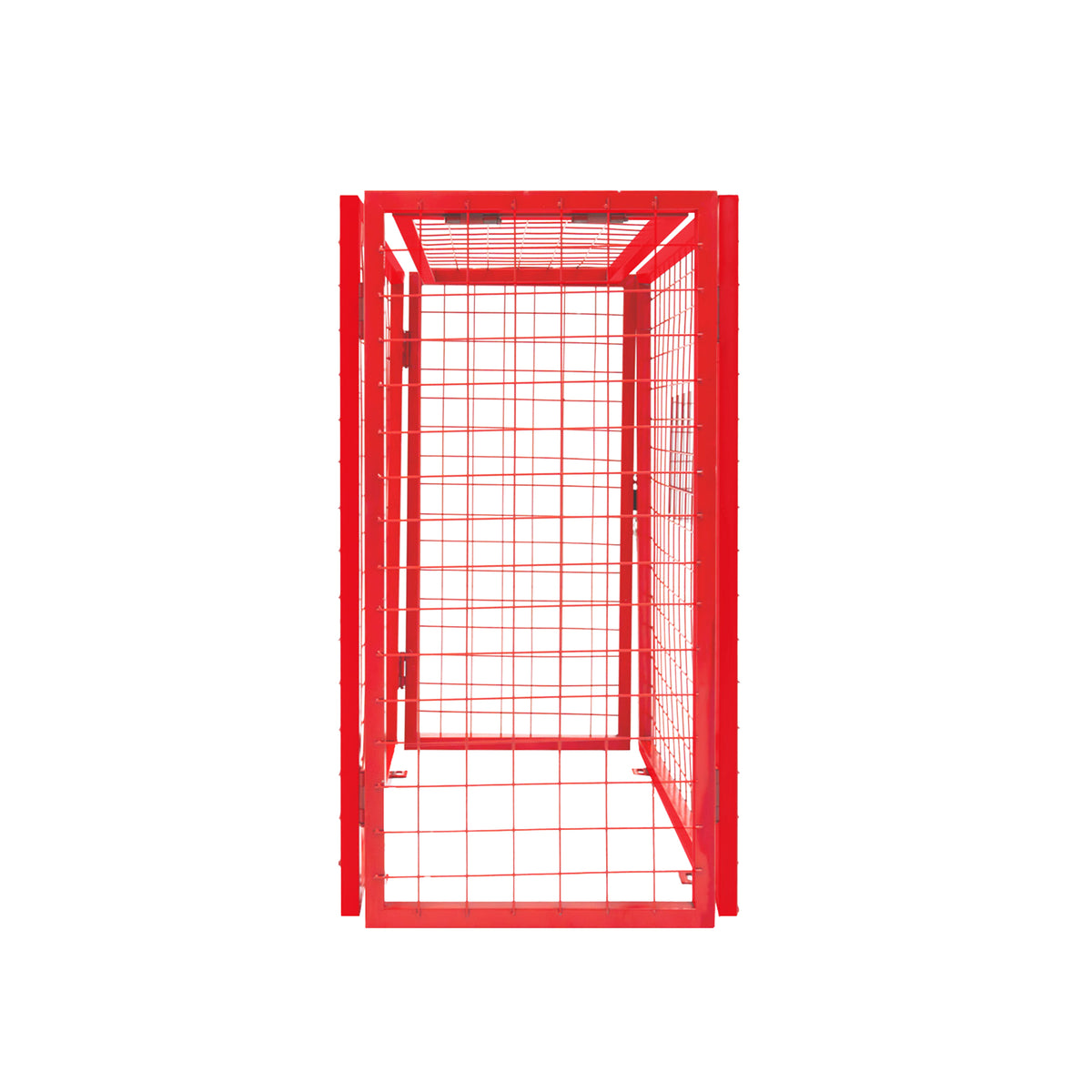 Zusammenklappbarer Gasflaschenschrank in leuchtendem Rot, aus robustem Metallgitter, bietet sicheren Stauraum für Gasflaschen, ideal für den Außenbereich