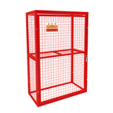 Robuster, zusammenklappbarer Gasflaschenschrank aus rotem Metall mit Gitterstruktur, ideal für die sichere Aufbewahrung von Gasflaschen, 181 cm x 116 cm x 57 cm