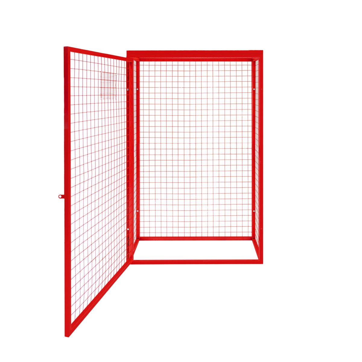 Zusammenklappbarer Gasflaschenschrank in leuchtendem Rot, aus robustem Metallgitter, 181 cm hoch, 116 cm breit, 57 cm tief, ideal für sichere Lagerung von Gasflaschen