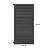 WPC Sichtschutzzaun Tor in Grau, 90 cm breit und 180 cm hoch, mit horizontalen Lamellen und modernem, glattem Finish für langlebigen Sichtschutz