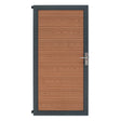 Braunes WPC Sichtschutzzaun Tor mit holzähnlicher Struktur, stabiler Metallrahmen und modernem Design, ideal für Garten und Terrasse