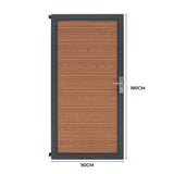 Braunes WPC Sichtschutzzaun Tor mit Holzoptik, 90 cm breit und 180 cm hoch, robustes Material, moderne, klare Linien und elegantes Design