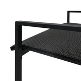Schwarzes Rattan Terrassenmöbel Set mit modernem Design, geflochtenem Sitz und stabilen Metallrahmen, ideal für stilvolle Außenbereiche